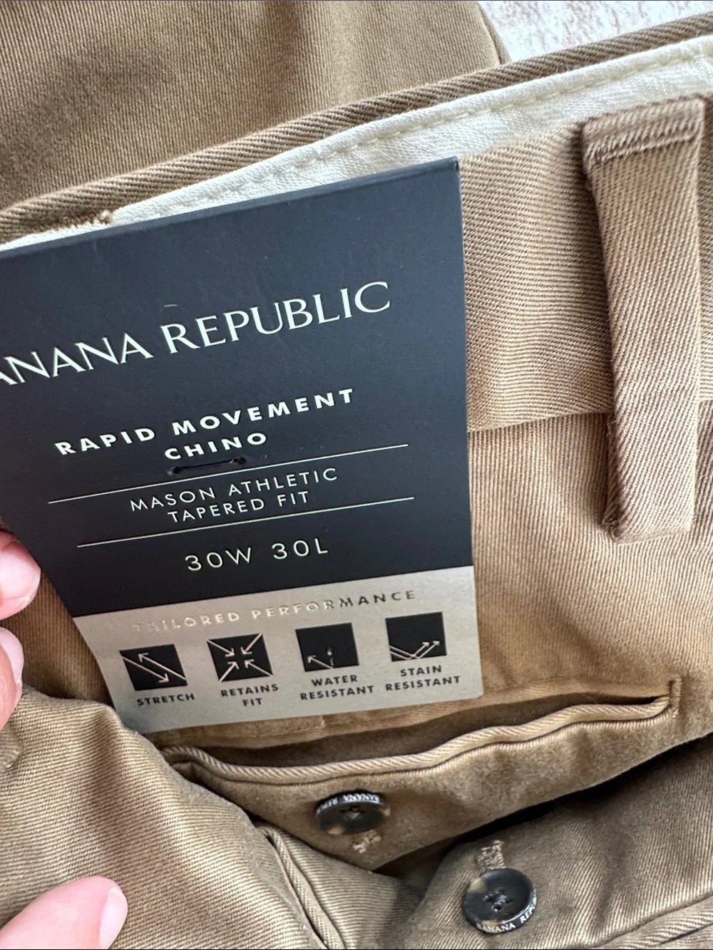 Banana Republic Olive Brown rapid movement Chino Mason athletic tapered fit